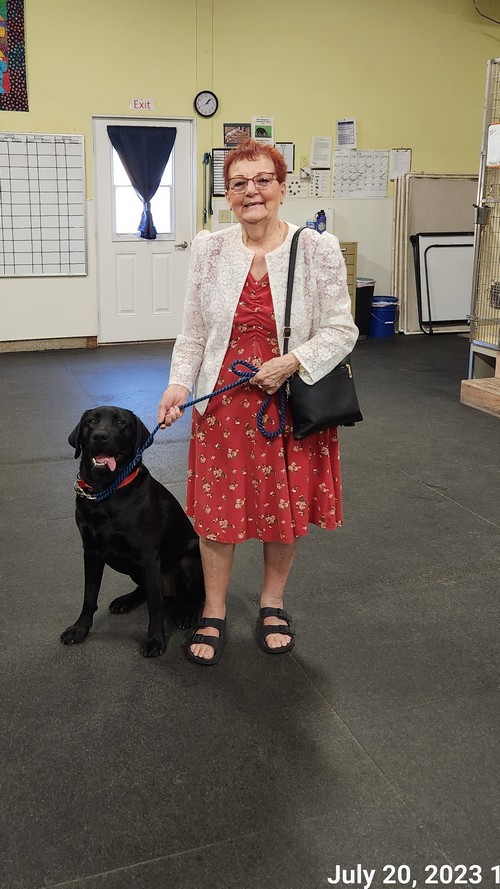 07 20 23 PGM Gloria Schwartz with service dog at Brigadoon CROPPED RSZD